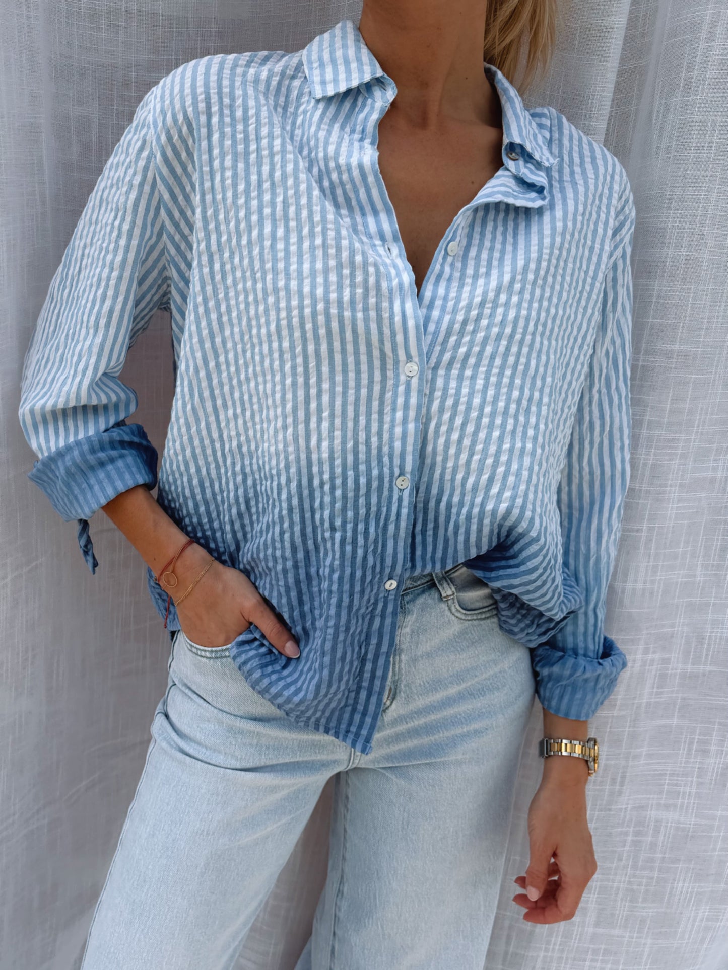Céline Blouse Blue Stripes