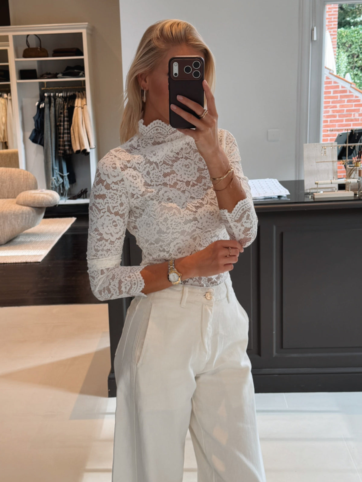 Julia Lace Top Ecru
