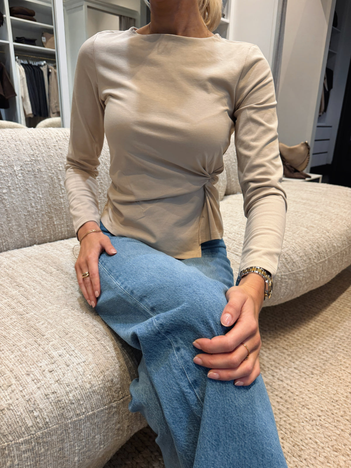 Mae T-shirt Long Sleeve Beige