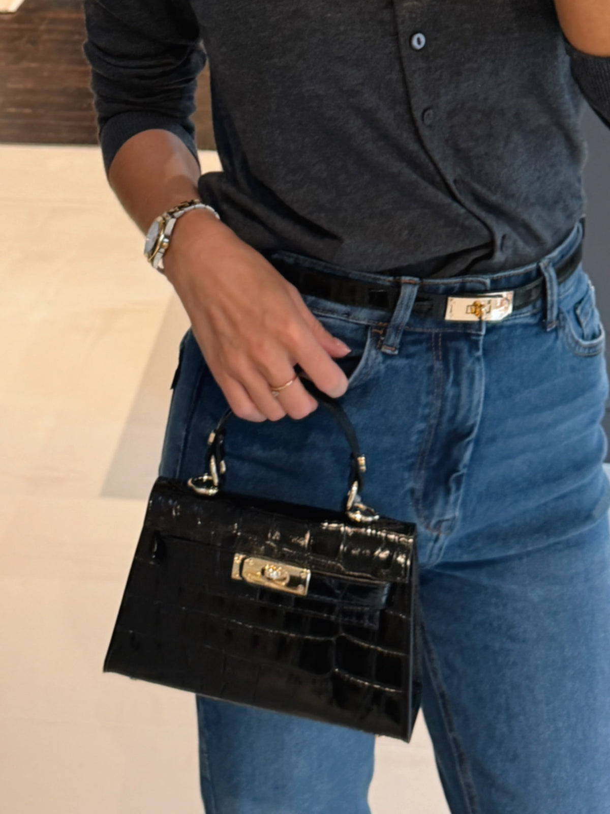 Grace Croco Bag Black