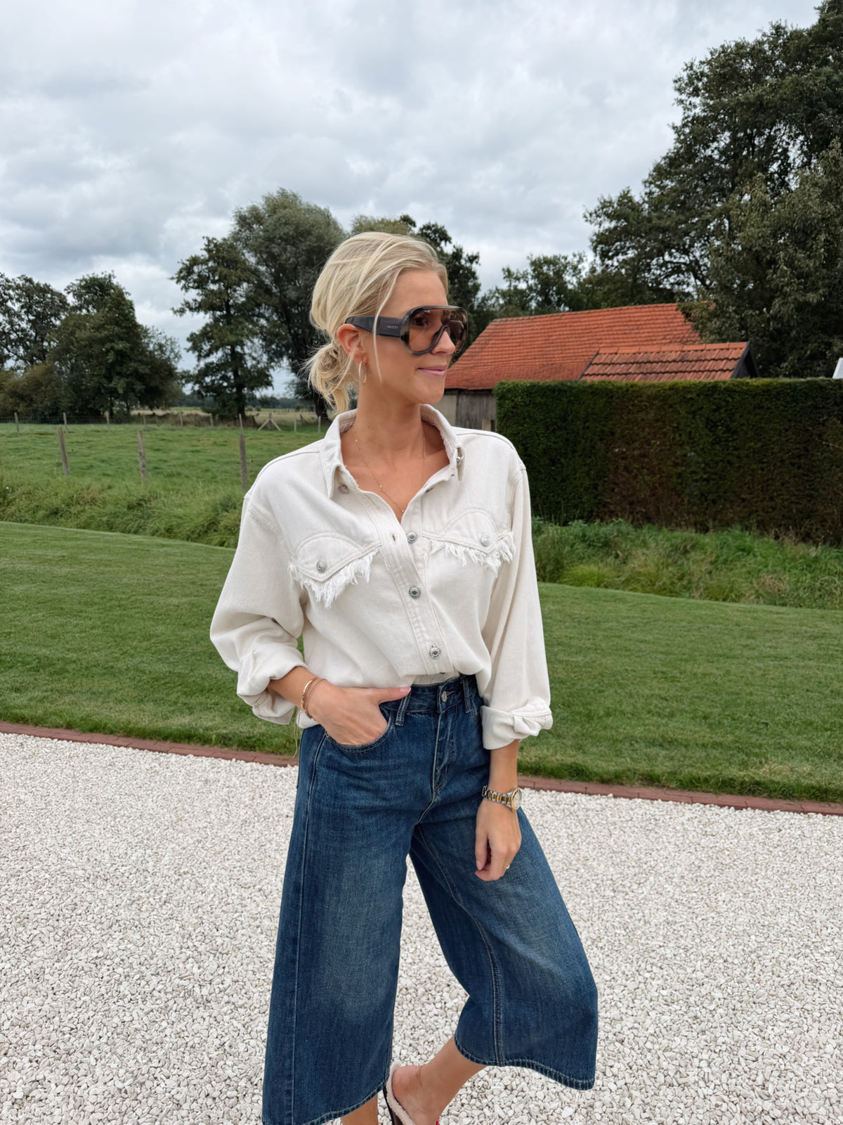 Emilia Jeansshirt  Ecru