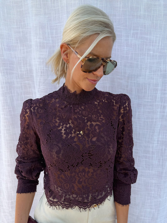 Aimée Lace Blouse Bordeaux