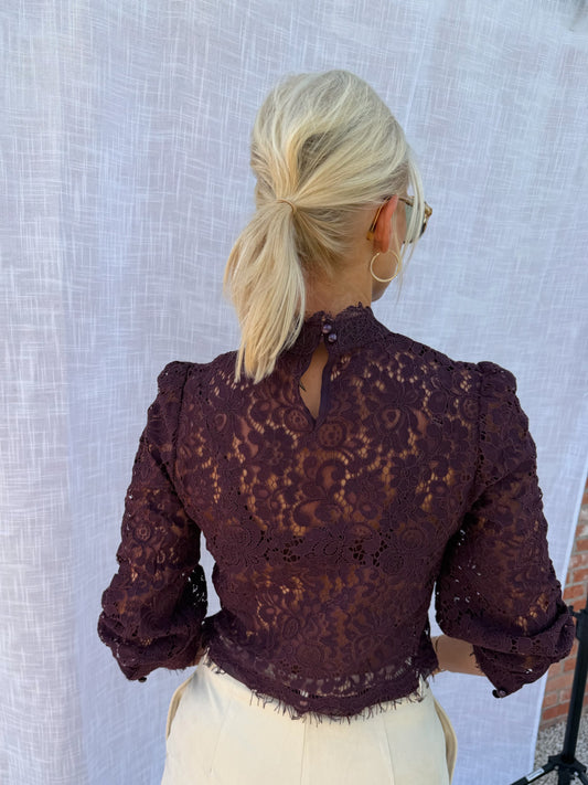 Aimée Lace Blouse Bordeaux