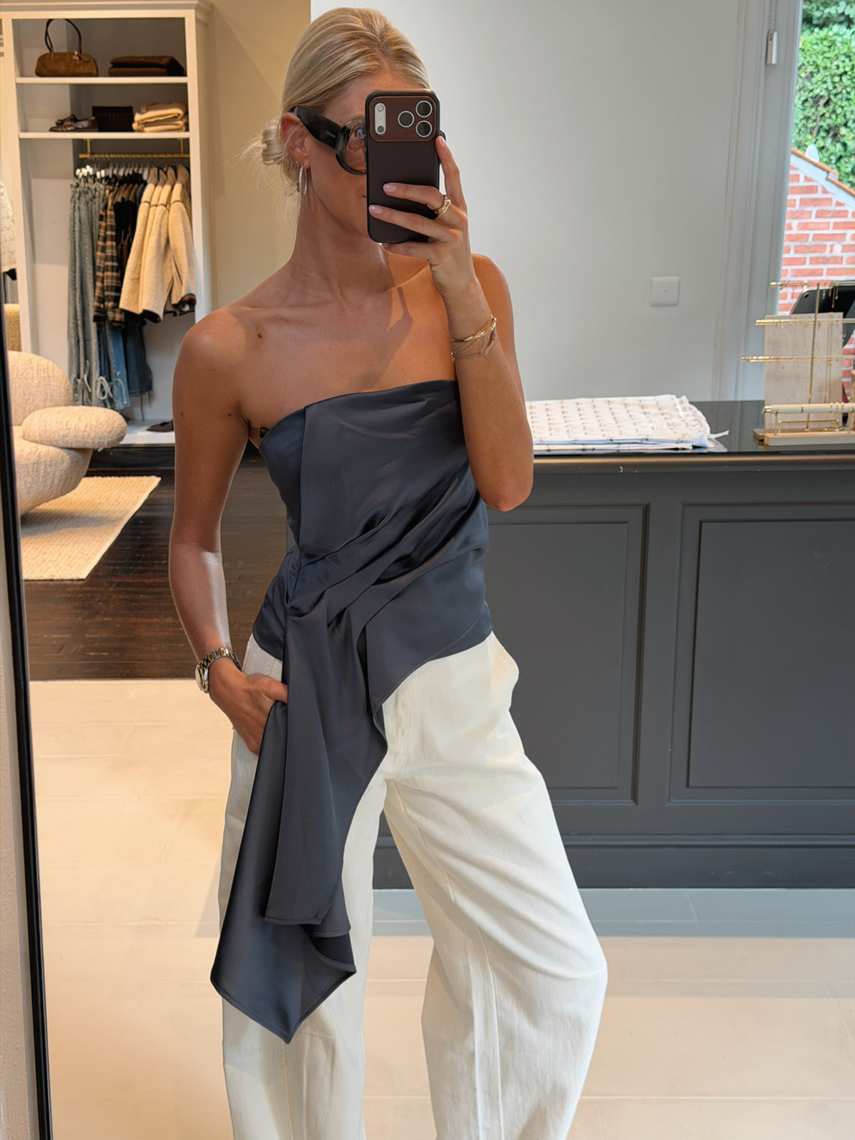 Céline Top Off-shoulder Blue