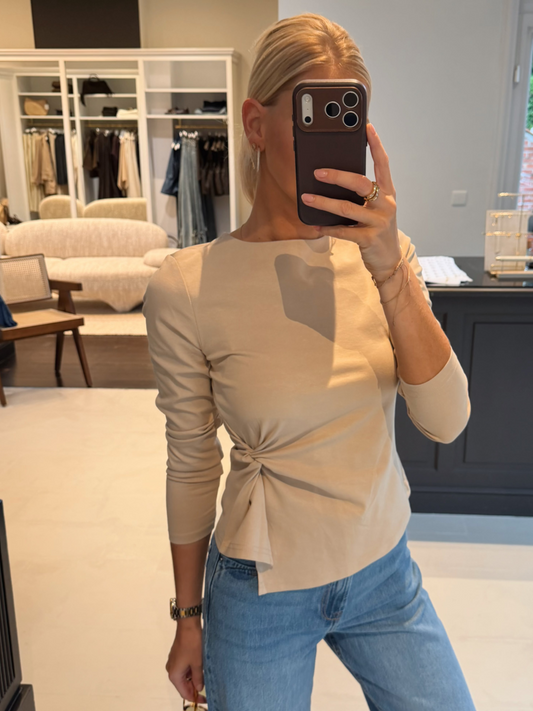 Mae T-shirt Long Sleeve Beige