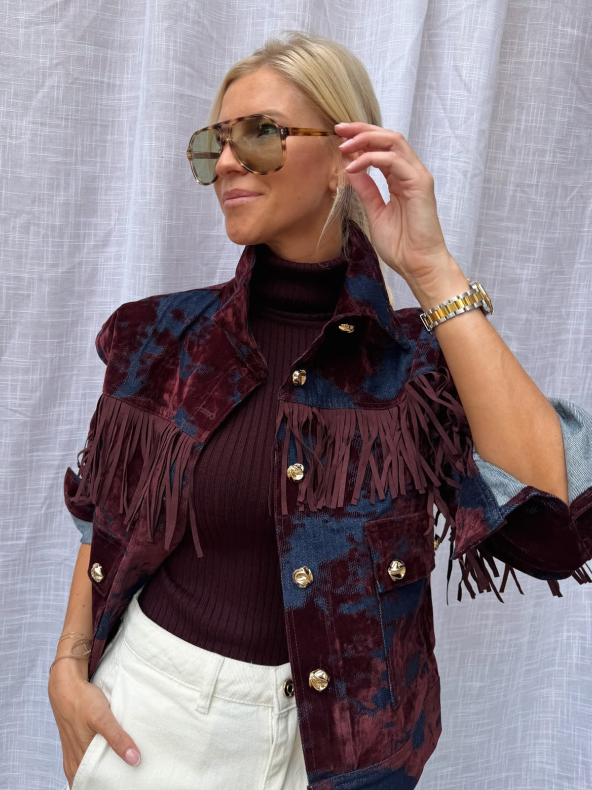 Lou Jeans Jacket Bordeaux