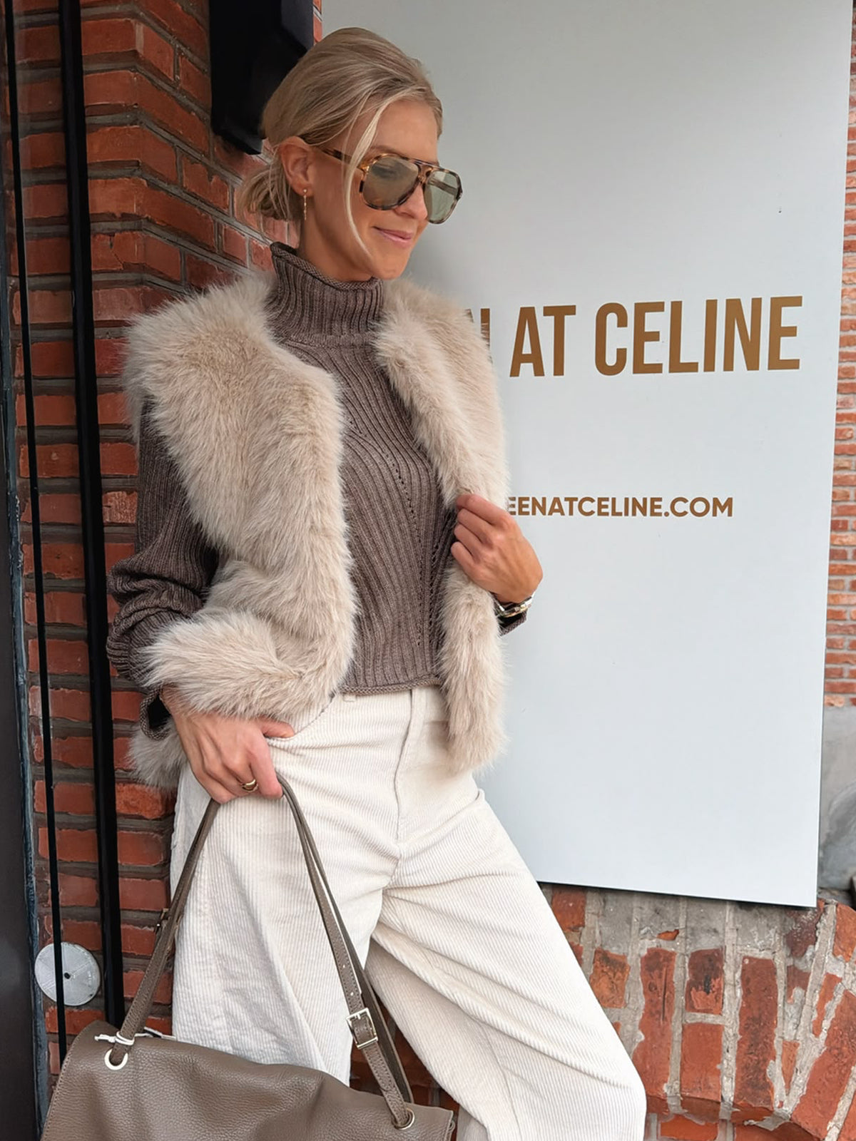 Luna Faux Fur Gilet Beige